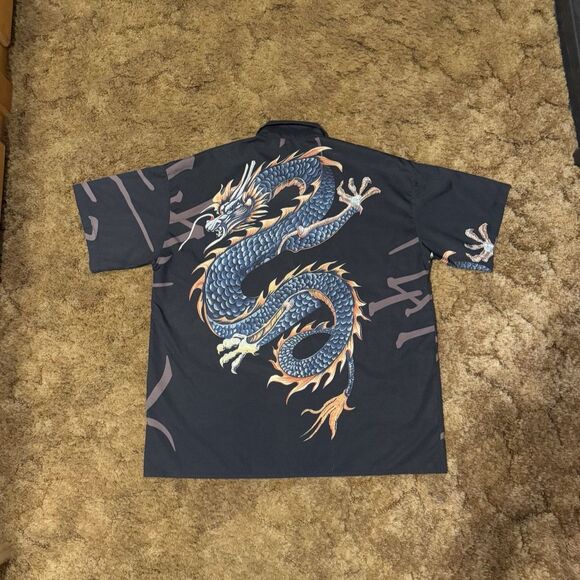 Vintage Y2K Button Up Dragon Shirt Large - Picture 3 of 4